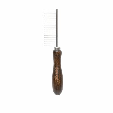 Barry King Grzebień dla psa i kota – 18 stalowych pinów, elegancka rączka z drewna, 18,7cm