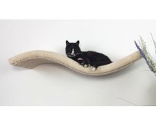 Cat's Atelie Wisząca półka na ścianę dla kota w kształcie fala SP. Spód w kolorze beżowym 75cm 