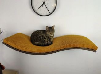 Cat's Atelie Wisząca półka na ścianę dla kota w kształcie fala. Spód w kolorze white (biały) 95cm 