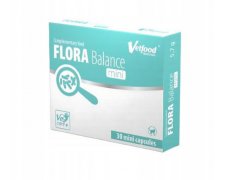 Vetfood Flora Balance Mini dla kota zawiera korzystne kultury bakterii i prebiotyk 30 kaps