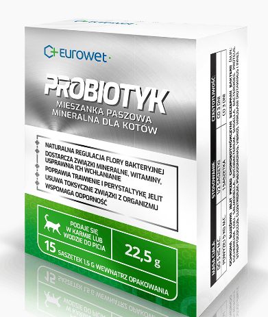 Eurowet Probiotyk naturalna regulacja flory bakteryjnej dla kota 1,5gx15szt.