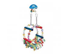 Duvo + Zabawka dla ptaków z koralikami i sznurami 32cm