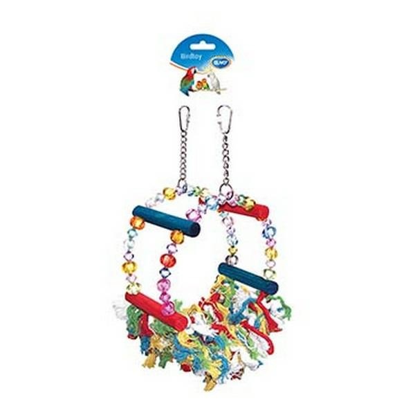 Duvo+ Zabawka dla ptaków z koralikami i sznurami 32cm