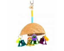 DUVO + Zabawka dla ptaków kokos + dzwonki 13x13x19cm