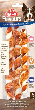 8in1 Triple Flavour Twisted Sticks skręcane pałeczki do żucia dla psa 140g