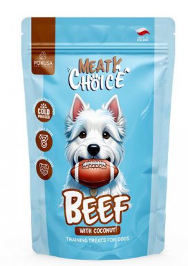 Pokusa Meaty Choice Beef With Coconut smaczki treningowe dla psów wołowina z kokosem 200g