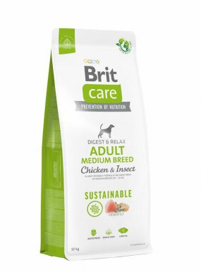 Brit Care Dog Sustainable Adult Medium Breed Chicken & Insect owady i kurczak dla dorosłych psów średnich ras 10–20kg