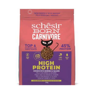 Schesir Born Carnivore karma sucha dla kotów kurczak i śledź 255g