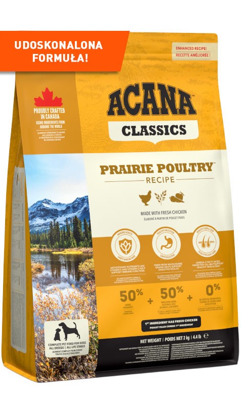 Acana Classic Prairie Poultry kurczak i indyk z wolnego wybiegu oraz całe jaja sciółkowe