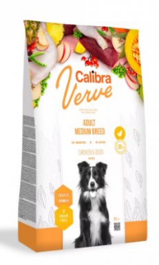Calibra Dog Verve Adult Medium Breed sucha karma z kurczakiem i kaczką dla psów dorosłych średnich ras
