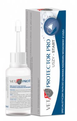 JM Sante Vet protector Pro uszy start preparat do stosowania u psów i kotów w celu usunięcia nadmiaru woskowiny 30ml 