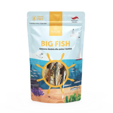 Pokusa Big Fish suszone śledzie dla psów i kotów 60g