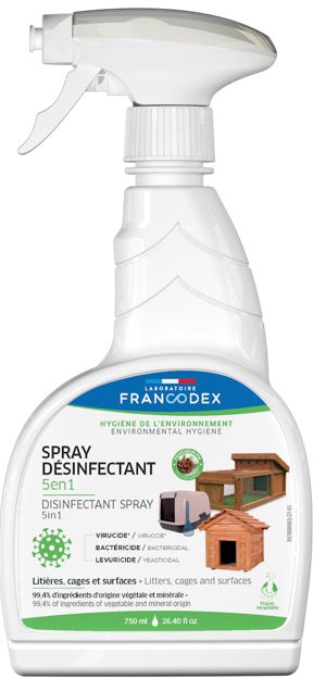 Francodex Spray dezynfekujący do kuwet, klatek i powierzchni dla zwierząt 750 ml