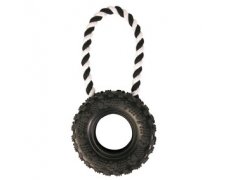 Trixie Tire on a Rope Natural Rubber Zabawka opona koło dla psa 15cm