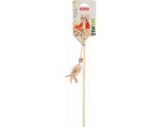 Zolux Zabawka dla kota ETHICAT wędka serce z rattanu z piórkami 44cm