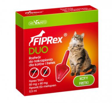 Fiprex Duo Koty i Fretki do zwalczania inwazji pcheł i kleszczy u kota oraz fretek 1szt.