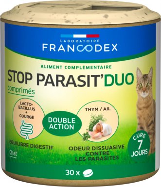 Francodex Stop Parasit Duo dla kota tabletki odstraszające pasożyty wewnętrzne i zewnętrzne 30szt