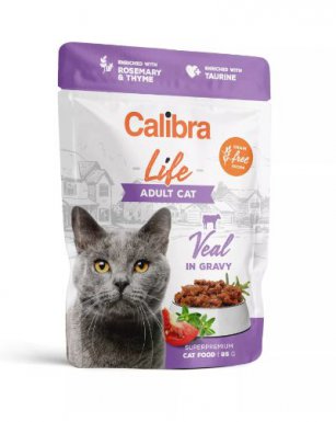 Calibra Adult formuła bez zbóż, soi, kukurydzy, GMO saszetka w sosie 85g