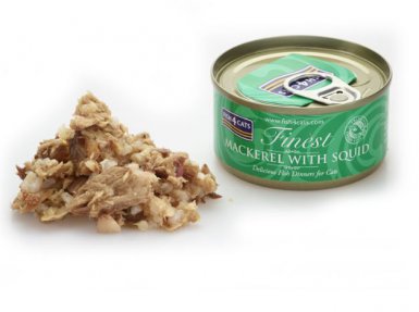 Fish4Cats Makrela z Kałamarnicą 70% miesa bez zbóż puszka 80g w sosie
