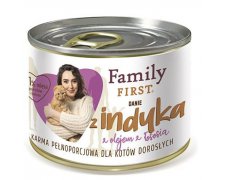 Family First dla kotów dorosłych bezzbożowe danie z indyka z olejem z łososia 200g