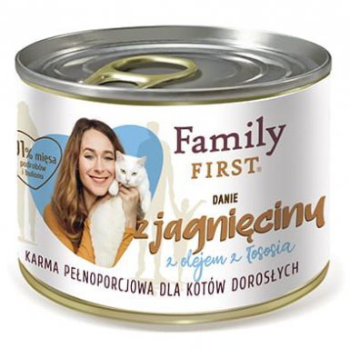 Family First dla kotów dorosłych bezzbożowe danie z jagnięciny z olejem z łososia 200g