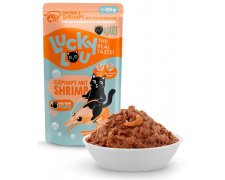 Lucky Lou Lifestage Adult Drób i krewetki 94% mięsa lub ryb saszetka bez zbóż, cukru, GMO 125g