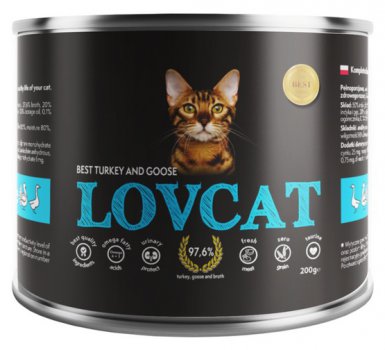 Lovcat Best Turkey & Goose Bez zbóż, glutenu i ziaren puszka dla kota
