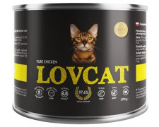Lovcat Pure Chicken bez zbóż, glutenu i ziaren 70% mięsa dla kota puszka 200g