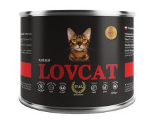 Lovcat Pure Beef puszka dla kota z wołowiną bez zbóż, glutenu i ziaren 70% mięsa dla kota 200g