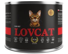 Lovcat Pure Beef puszka dla kota z wołowiną bez zbóż, glutenu i ziaren 70% mięsa dla kota 200g