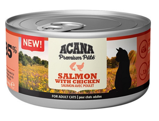 Acana Cat Premium Pate Salmon & Chicken bezzbożowa puszka dla kota z kurczakiem 85g
