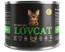 Lovcat Best Turkey & Duck Bez zbóż, glutenu i ziaren puszka 200g