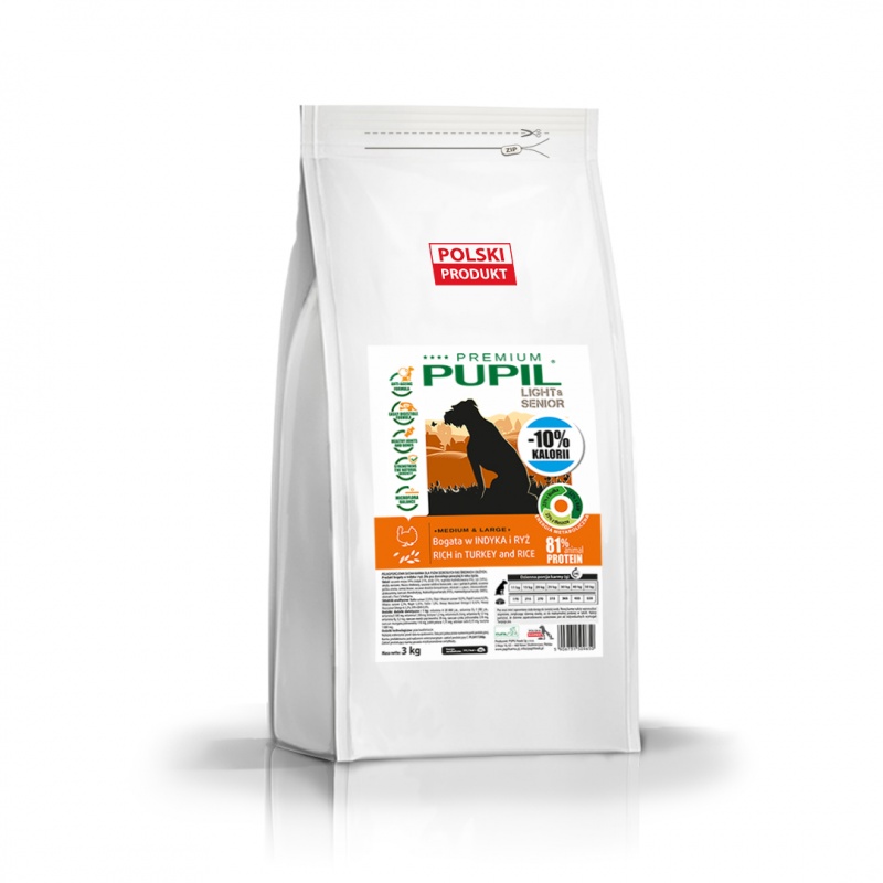 Pupil Premium Light & Senior karma sucha dla psów średnich i dużych M & L bogata w indyka i ryż