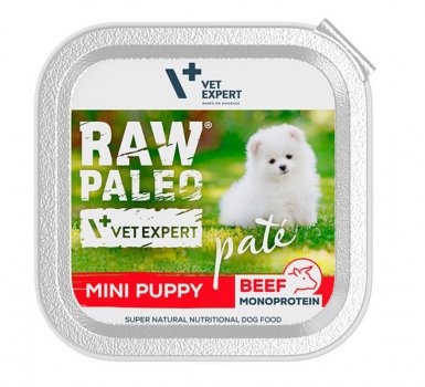 Raw Paleo Dog Mini Puppy Beef monoproteinowa karma z wołowiną w formie smakowitego pasztetu dla szczeniąt