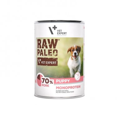 Vet Expert RAW PALEO Puppy puszka dla szczeniąt z wieprzowiną 400g 