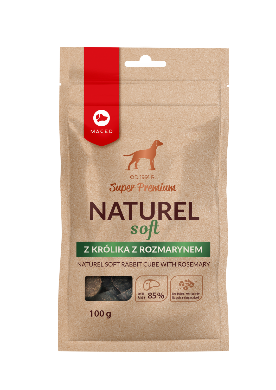 Maced Super Premium Soft Naturel przysmak dla psa królik z rozmarynem 100g