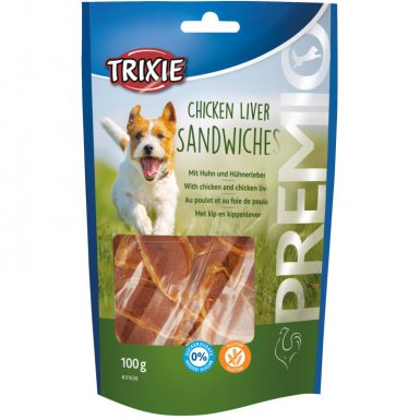 Trixie Premio Chicken Liver Sandwiches bezglutenowy przysmak dla psa kurczak i wątróbka drobiowa 100g