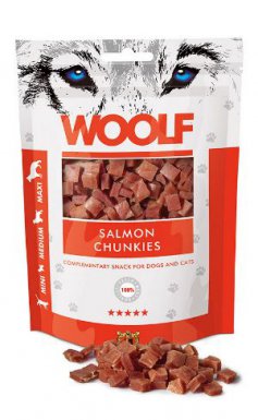 Woolf Salmon Chunkies kwadraciki z łososia dla psa 100g