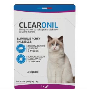 Francodex Clearonil Roztwór na kleszcze i pchły dla kota powyzej 1kg 3 pipety