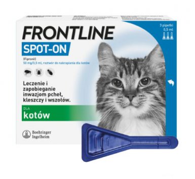 Frontline Spot-On krople ochrona przeciwko pchłom i kleszczom dla kotów