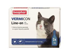 Beaphar VERMIcon Line-on Cat - krople przeciwko ektopasożytom dla kotów 3x1ml