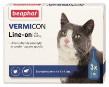 Beaphar VERMIcon Line-on Cat - krople przeciwko ektopasożytom dla kotów 3x1ml