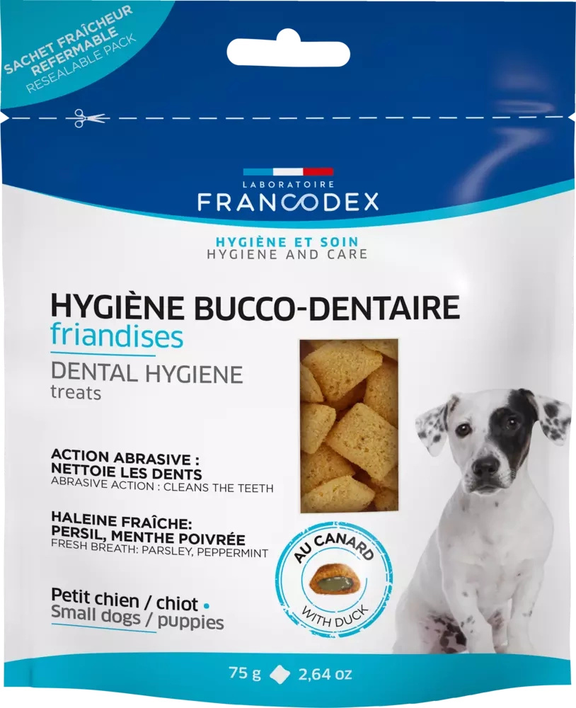 Francodex Przysmak do higieny jamy ustnej o smaku kaczki dla szczeniąt i małych psów 75g 