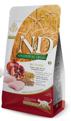 Farmina N&D Ancestral Neutered Chicken Pomegrante kurczak owoc granatu dla kotów po zabiegu