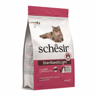 Schesir Original Sterilized & Light lekkostrawna sucha karma dla sterylizowanych kotów z prosciutto