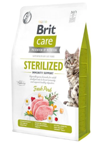 Brit Care Cat Grain-Free Sterilized Immunity Support hypoallergiczna karma dla dorosłych sterylizowanych kotów z wieprzowiną