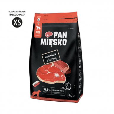 Pan mięsko karma sucha dla psa o smaku wołowiny z koziną 9kg