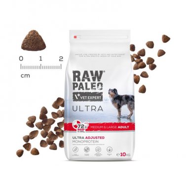 Raw Paleo Ultra Adult Medium&Large Size Monoprotein Beef karma z wołowiną dla psów średnich i dużych ras 