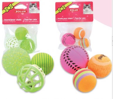 Zolux zabawki dla kota 3 piłki różne 4cm