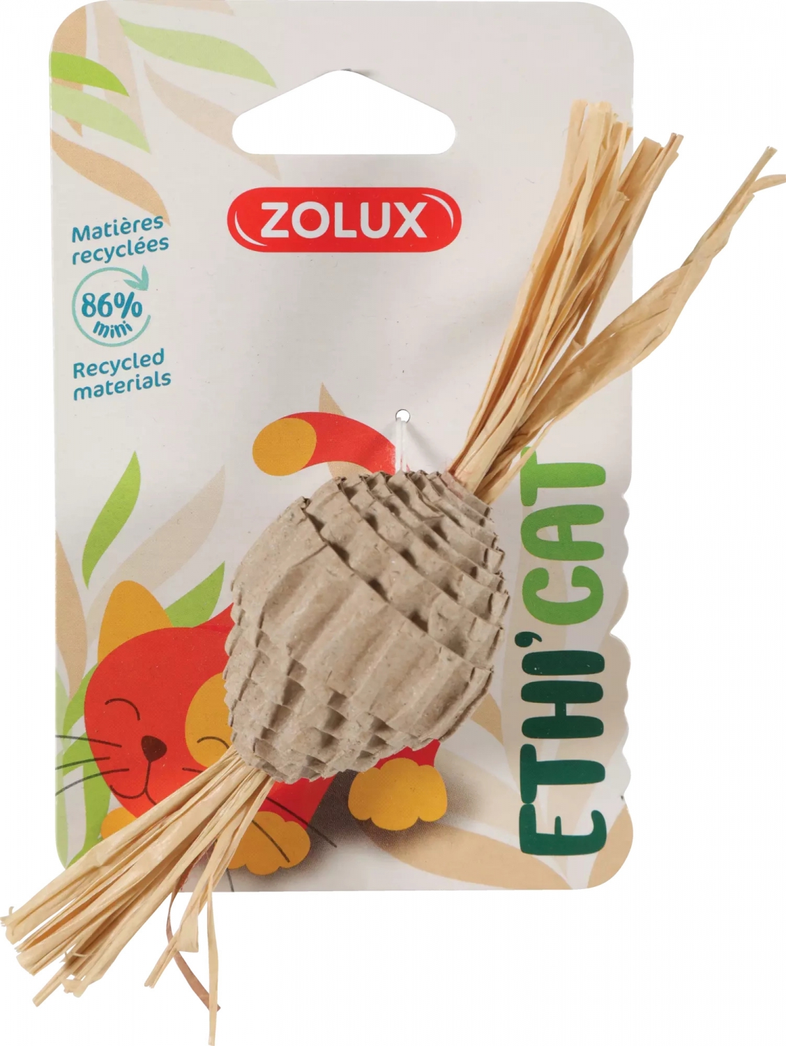 Zolux Zabawka dla kota Ethicat piłka z tektury z liśćmi kukurydzy 15cm